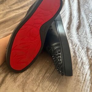 Christian Louboutin Black and Red Spiked Sneakers 7.5 new without tags 100%authe